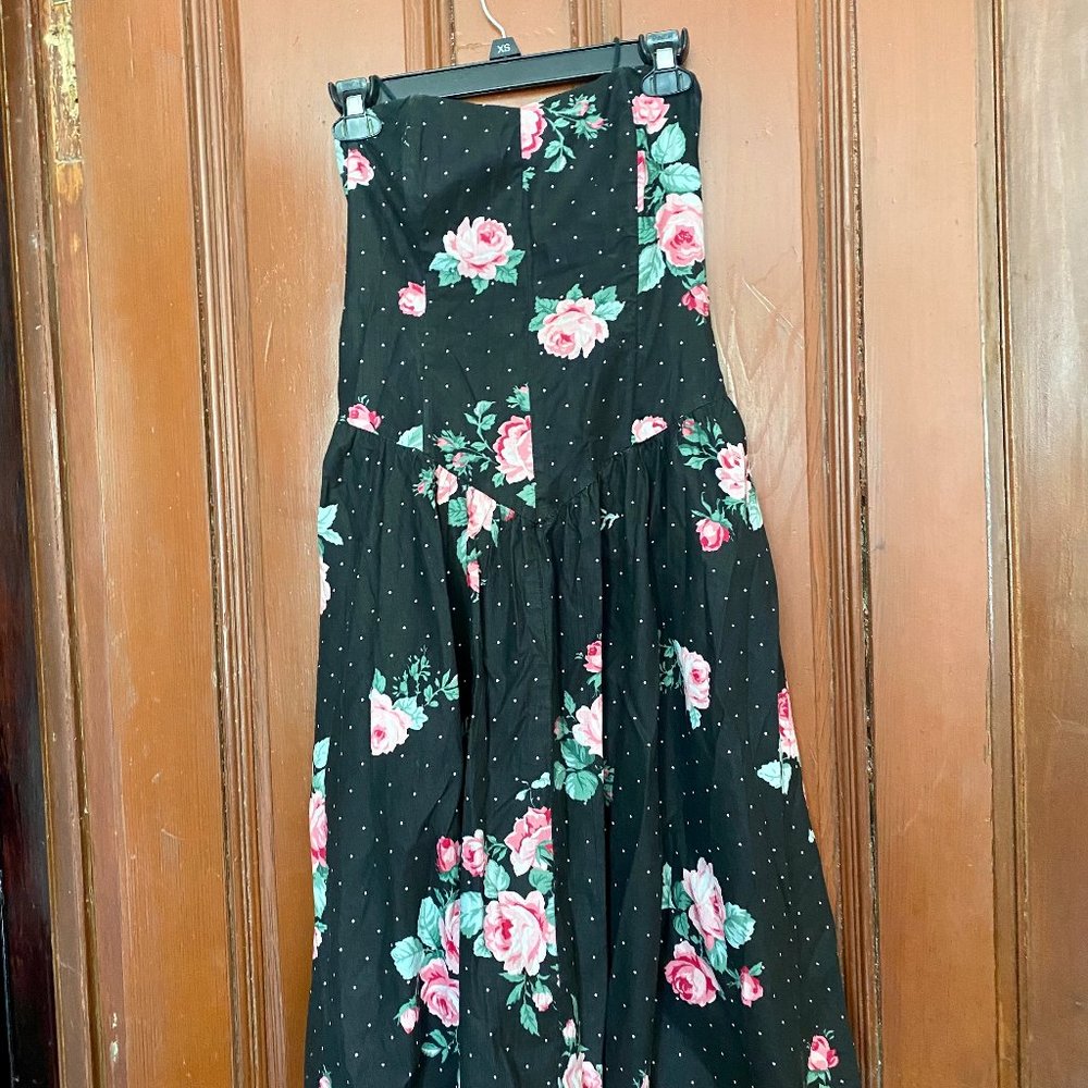 Vintage  Sleeveless floral sweetheart neck dress Small